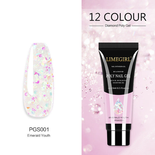 Beautiful, playful, summer colors- polygel, builder gel, Painless And Quick Extension Glitter gel for sculpting nails