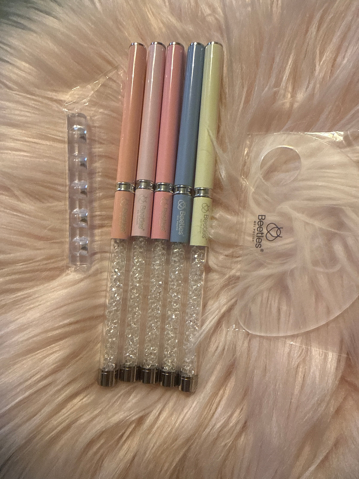 5 pack~ Nail Art Design~Liner crystal encrusted brush set with lids