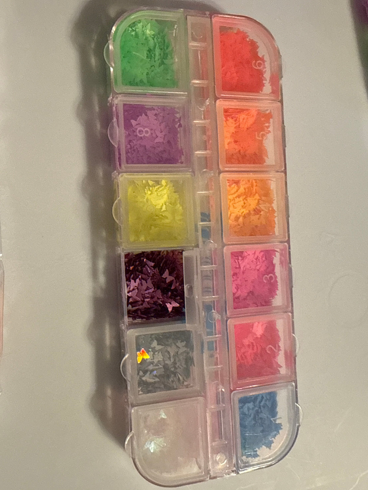 Beautiful trendy NEON Nail bling, sequins, confetti! 12 grids of NEON sequins in various designs!
