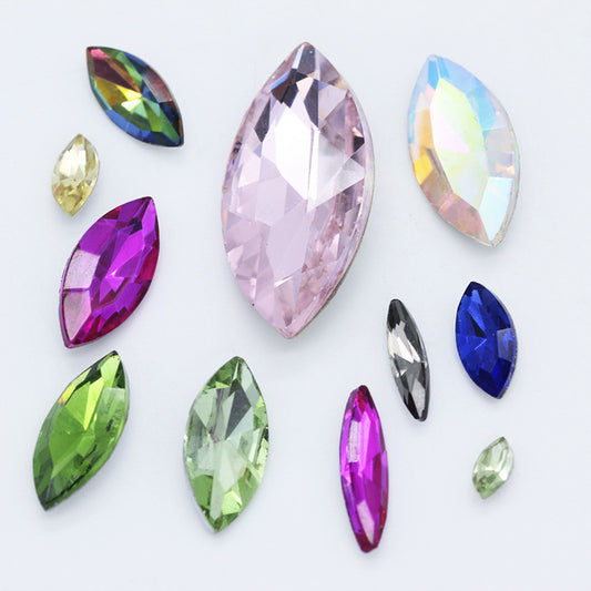 Horse Eye Crystal Pointed Glass Silver Bottom Loose Diamond