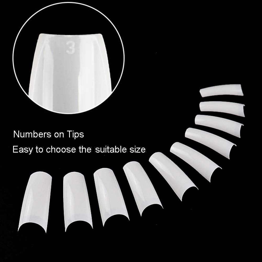 Set of 500 clear Natural Square Shaped Nail Tips (half cover)