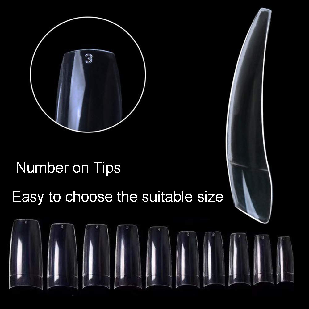 Set of 500 clear Natural Square Shaped Nail Tips (half cover)