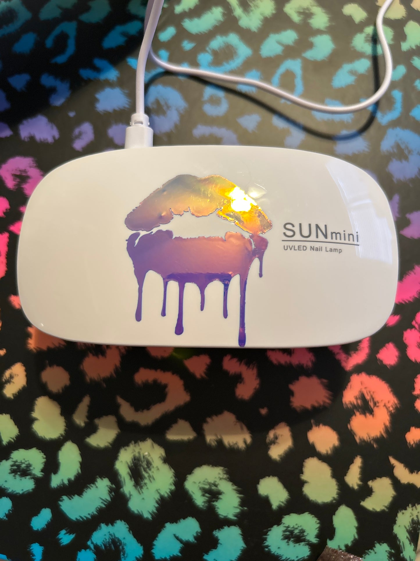 6 watt mini foldable nail lamps with power USB cord and kiss decal to decorate it with!