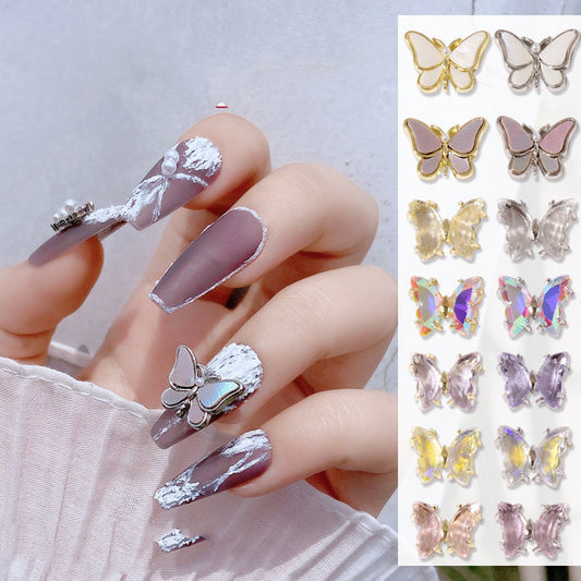 NAIL BUTTERFLY GEMS, NAIL DECOR, BLING, 6 PIECE SET!