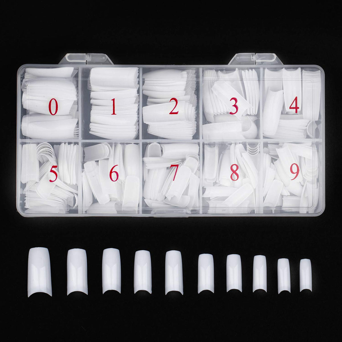Set of 500 clear Natural Square Shaped Nail Tips (half cover)
