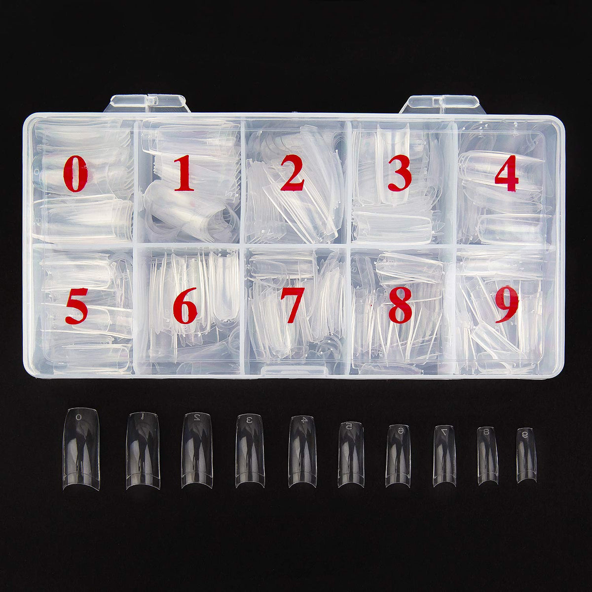Set of 500 clear Natural Square Shaped Nail Tips (half cover)
