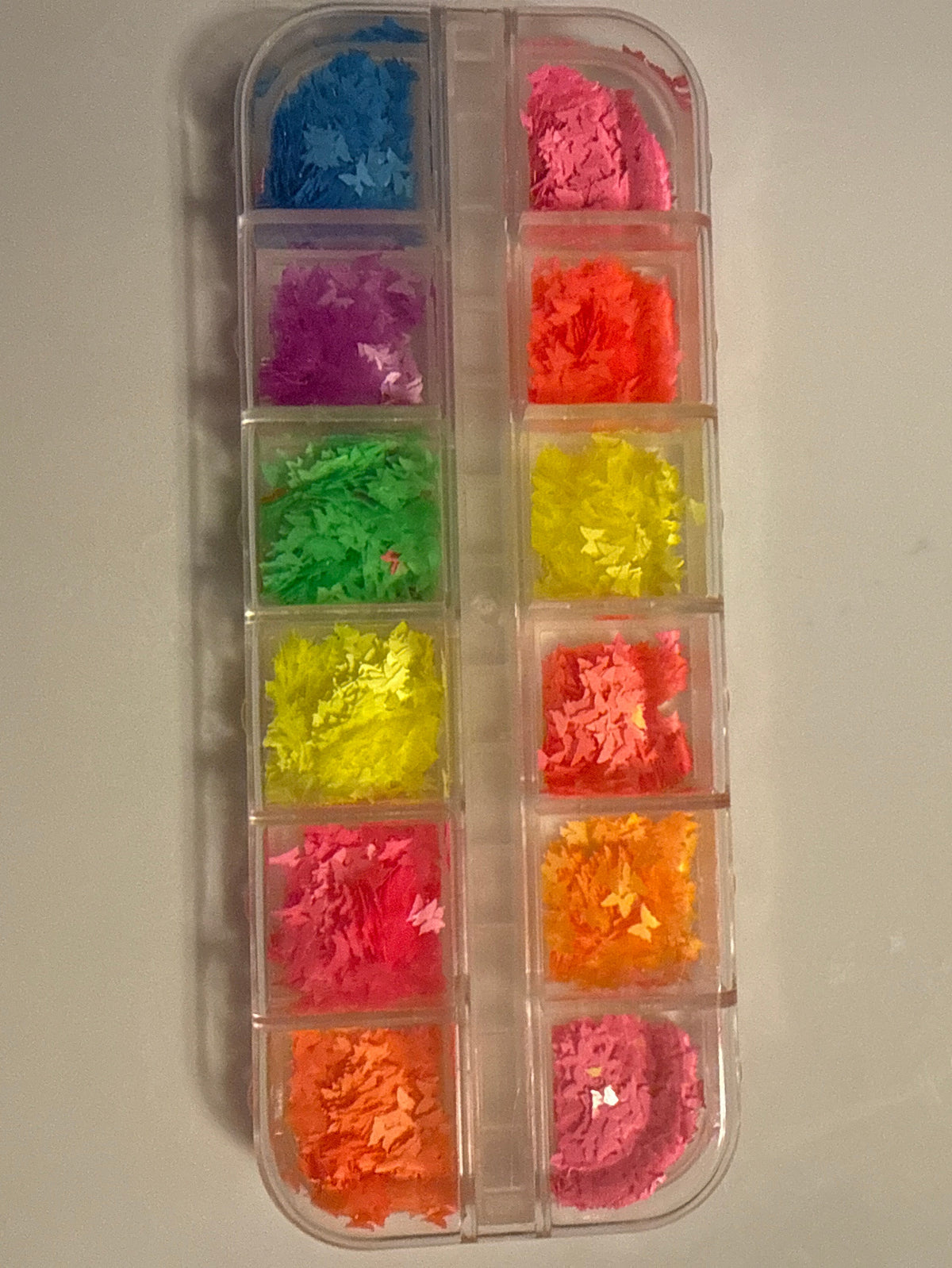 Beautiful trendy NEON Nail bling, sequins, confetti! 12 grids of NEON sequins in various designs!