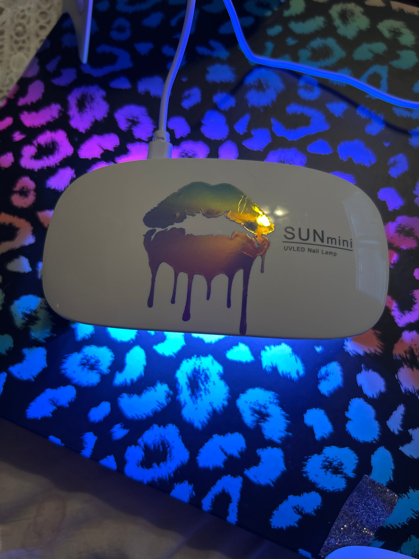 6 watt mini foldable nail lamps with power USB cord and kiss decal to decorate it with!