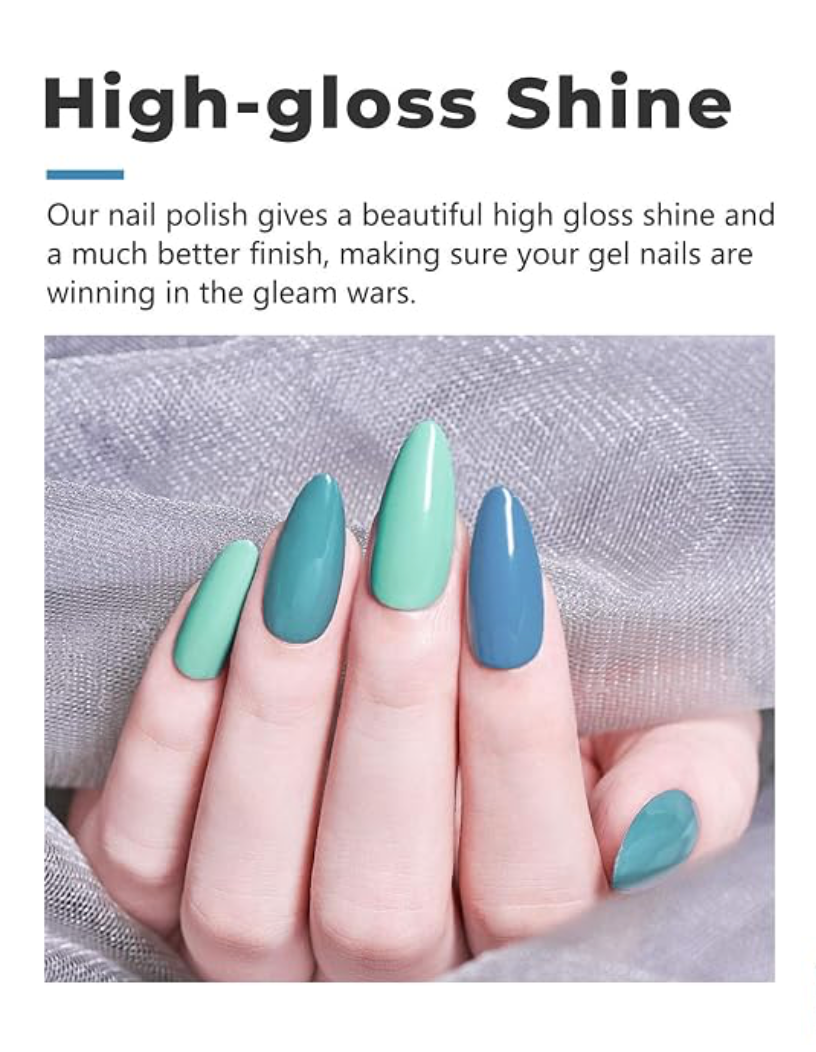 BLUE HAWAIIAN Premium set of 6 GEL Polish Nail Colors!  Gershion brand quality made gel polishes