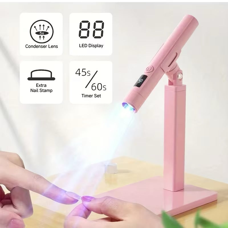 Detachable Nail Lamp with stand, making it cordless and perfect for on the go nail techs!