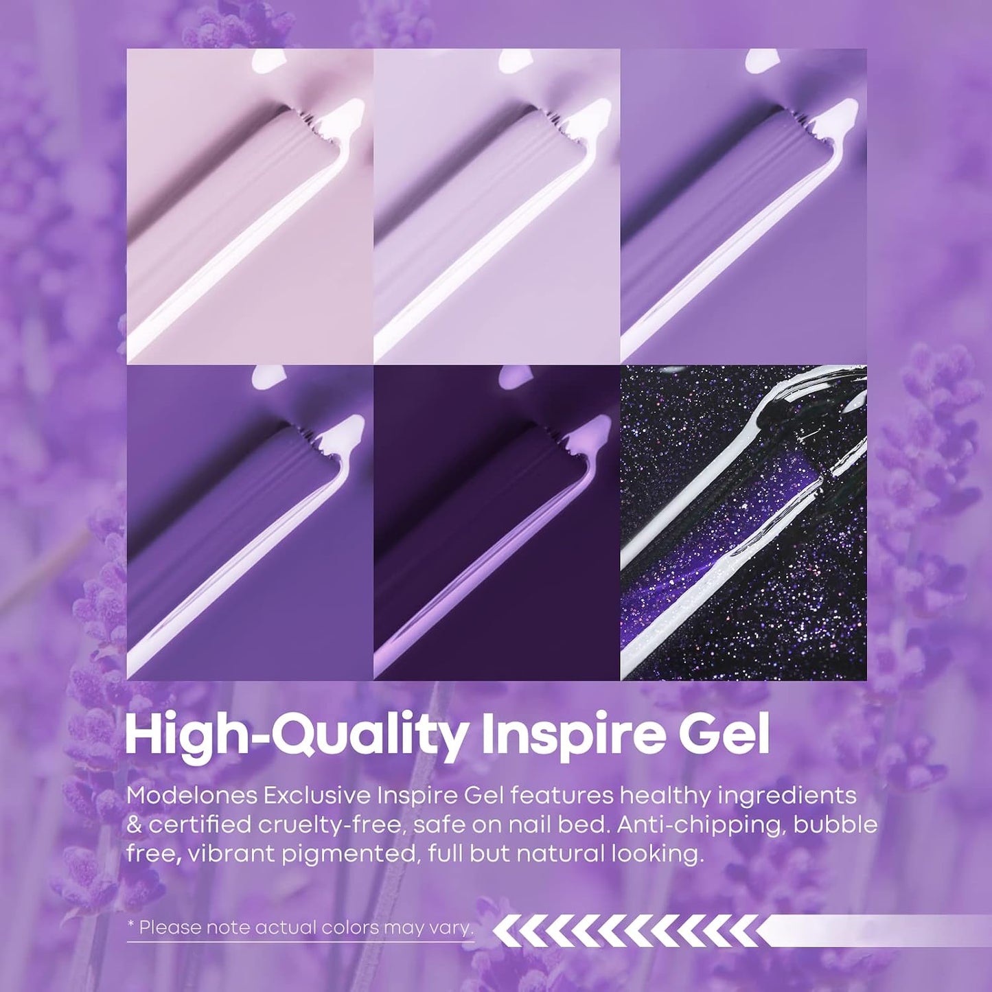 6 piece Gel Nail Polish Set in beautiful purple colors!