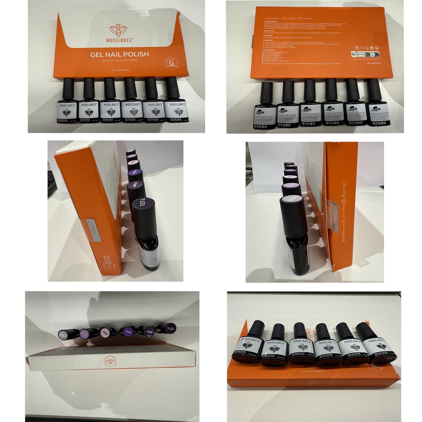 6 piece Gel Nail Polish Set in beautiful purple colors!