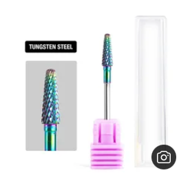 5 in 1 Nail Drill Bit Tapered Shape Straight Cut drill bit for Acrylic Nail Gel 3/3 Carbide Tungsten