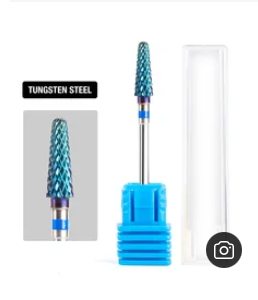 5 in 1 Nail Drill Bit Tapered Shape Straight Cut drill bit for Acrylic Nail Gel 3/3 Carbide Tungsten