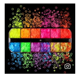 Beautiful trendy NEON Nail bling, sequins, confetti! 12 grids of NEON sequins in various designs!