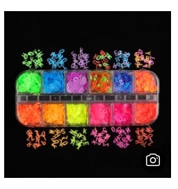Beautiful trendy NEON Nail bling, sequins, confetti! 12 grids of NEON sequins in various designs!