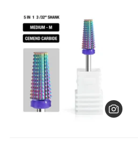 5 in 1 Nail Drill Bit Tapered Shape Straight Cut drill bit for Acrylic Nail Gel 3/3 Carbide Tungsten
