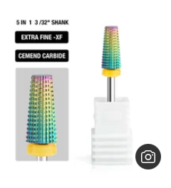 5 in 1 Nail Drill Bit Tapered Shape Straight Cut drill bit for Acrylic Nail Gel 3/3 Carbide Tungsten