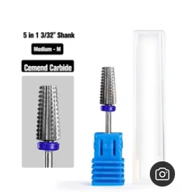 5 in 1 Nail Drill Bit Tapered Shape Straight Cut drill bit for Acrylic Nail Gel 3/3 Carbide Tungsten