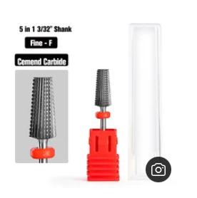5 in 1 Nail Drill Bit Tapered Shape Straight Cut drill bit for Acrylic Nail Gel 3/3 Carbide Tungsten