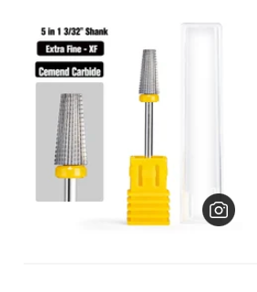 5 in 1 Nail Drill Bit Tapered Shape Straight Cut drill bit for Acrylic Nail Gel 3/3 Carbide Tungsten