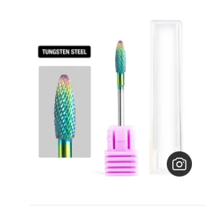 5 in 1 Nail Drill Bit Tapered Shape Straight Cut drill bit for Acrylic Nail Gel 3/3 Carbide Tungsten