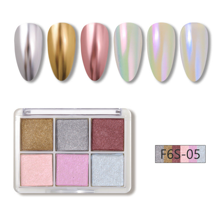 Manicure Six-color Solid Magic Mirror Effect Powder