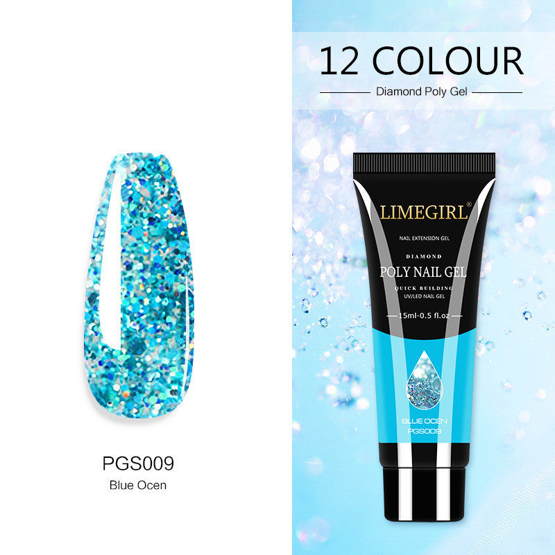 Beautiful, playful, summer colors- polygel, builder gel, Painless And Quick Extension Glitter gel for sculpting nails