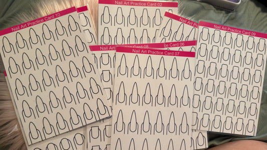 Set of 5 Nail Art Practice Cards! Reusable & Safe for acrylic, gel, gel paints, bling and more!